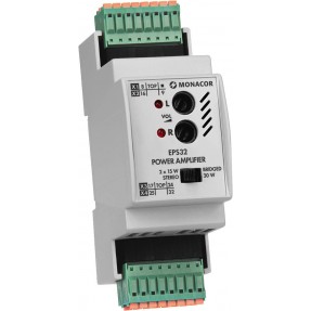 Monacor EPS32 Wzmacniacz 2 x 15W na szynę DIN
