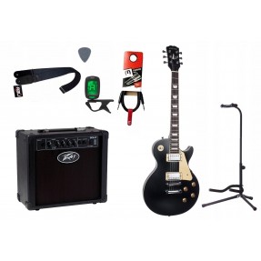 Gitara elektryczna Arrow LP 22 Active Night Black Mat Rosewood + wzmacniacz 12W + tuner + statyw w zestawie