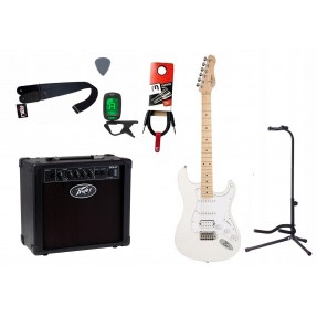 Gitara elektryczna Corona Standard ST + wzmacniacz 12W + tuner + statyw w zestawie