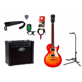 Gitara elektryczna Cort CR100 CRS + wzmacniacz 12W + tuner + statyw w zestawie