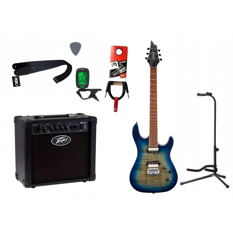 Gitara elektryczna Cort KX 300 OPBC + wzmacniacz 12W + tuner + statyw w zestawie