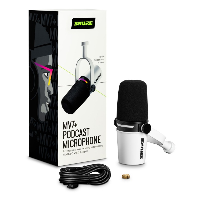 Shure MV7+ W mikrofon podcastowy - 6 - Mikrofony studyjne - Shure MV7+W to profesjonalny mikrofon podcastowy wyposażony w łączno