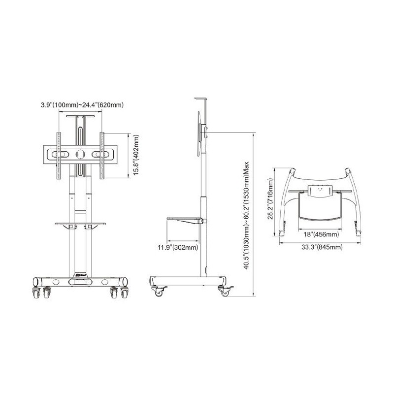 STRICT BRAND AVA1500 Profesjonalny stojak pod telewizor - 3 - Strona główna - Komercyjny stojak telewizyjny o najwyższej jakości