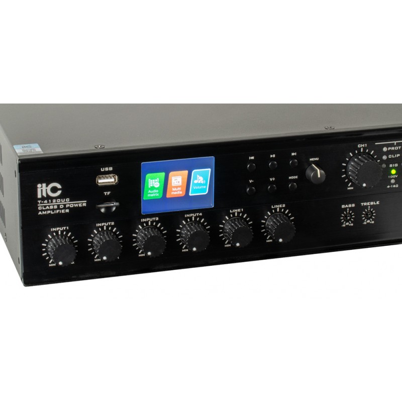 ITC Audio T-4120UC Centrala nagłośnienia 4x120 W - 2 - Centrale nagłośnieniowe - Centrala nagłośnienia T-4120UC - poczwórny wzma