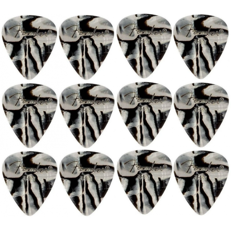 Fender 351 Shape, Zebra, Thin (12) - zestaw 12 kostek gitarowych - 1 - Kostki gitarowe - 351 Shape, Zebra, Thin (12)