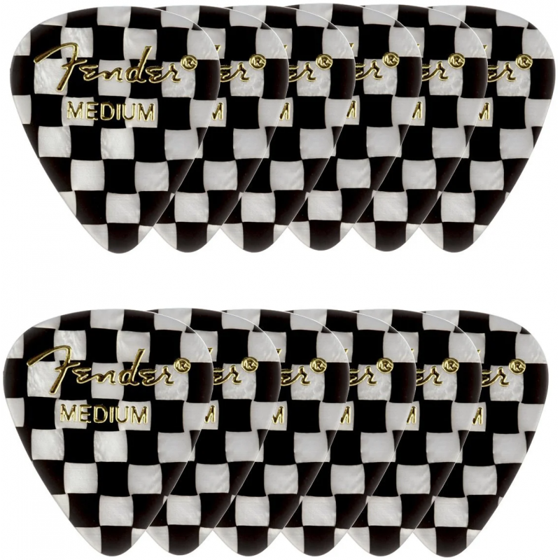 Fender 351 Shape, Checker, Medium (12) - kostki gitarowe 12 sztuk - 1 - Kostki gitarowe - 351 Shape, Checker, Medium (12)