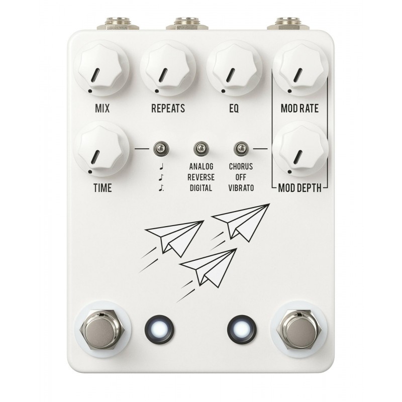 JHS Flight Delay, White - efekt gitarowy - 1 - Efekty Delay - Dzięki trzem trybom (Delay, Reverse i Analog) inspirowanym absolut