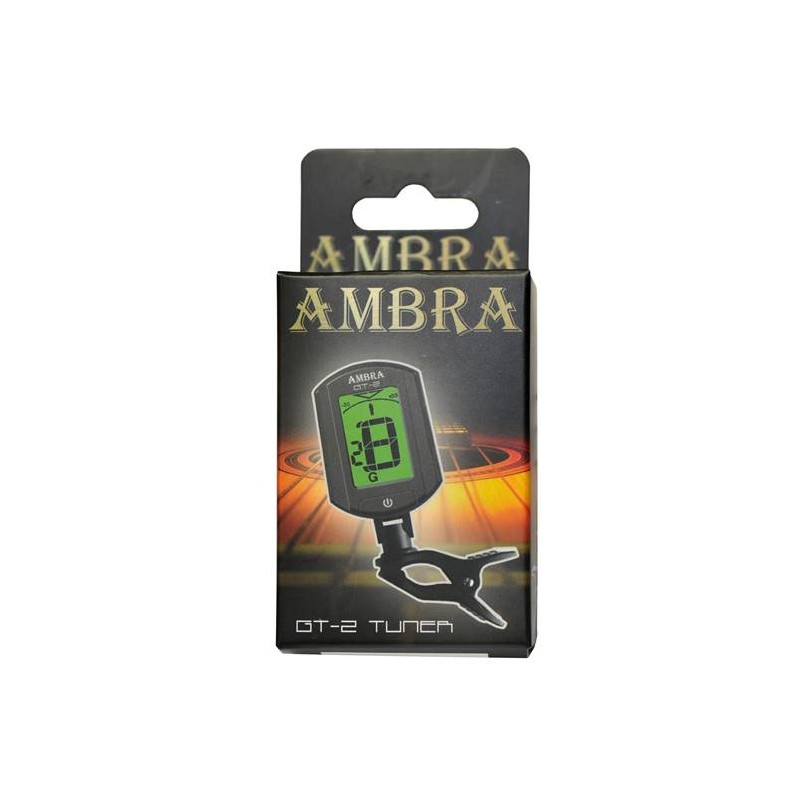 Ambra GT-2 Tuner chromatyczny na klips, stroik - 2 - Tunery - Tuner chromatyczny, wyświetlacz tunera posiada podświetlenie niebi