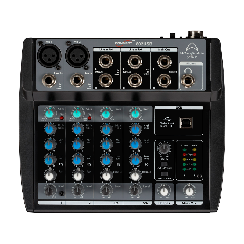 Wharfedale CONNECT 802 USB Mikser analogowy audio, EQ, USB - 2 - Miksery analogowe - Wharfedale Pro CONNECT 802 USB kompaktowy u