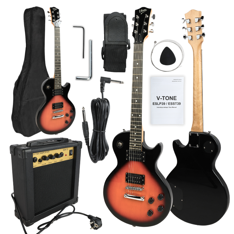 V-Tone ESLP39 SB - Gitara elektryczna 4/4 Les Paul 34" HH + wzmacniacz gitarowy