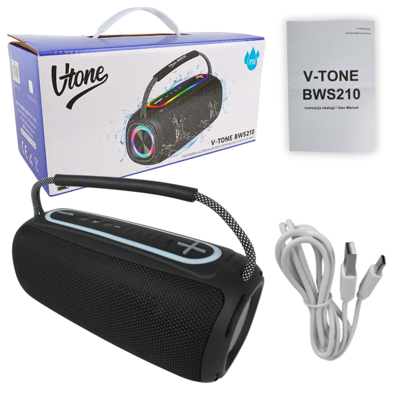 V-Tone BWS210 BK - Głośnik Bluetooth bezprzewodowy