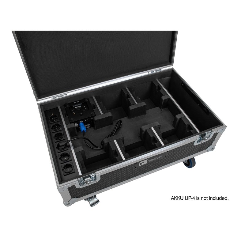 Roadinger Flightcase 6x AKKU UP-4 QCL Spot QuickDMX MK2 - Skrzynia transportowa