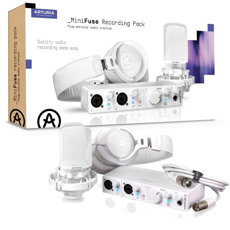 ARTURIA MiniFuse Recording Pack White - zestaw studyjny - 1 - Zestawy studyjne - Kompletny pakiet do nagrywania w kolorze białym
