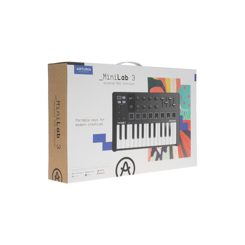 Arturia MiniLab 3 Black - klawiatura sterująca - 10 - Klawiatury sterujące - Kontroler MIDI typu plug-and-play nowej generacji, 