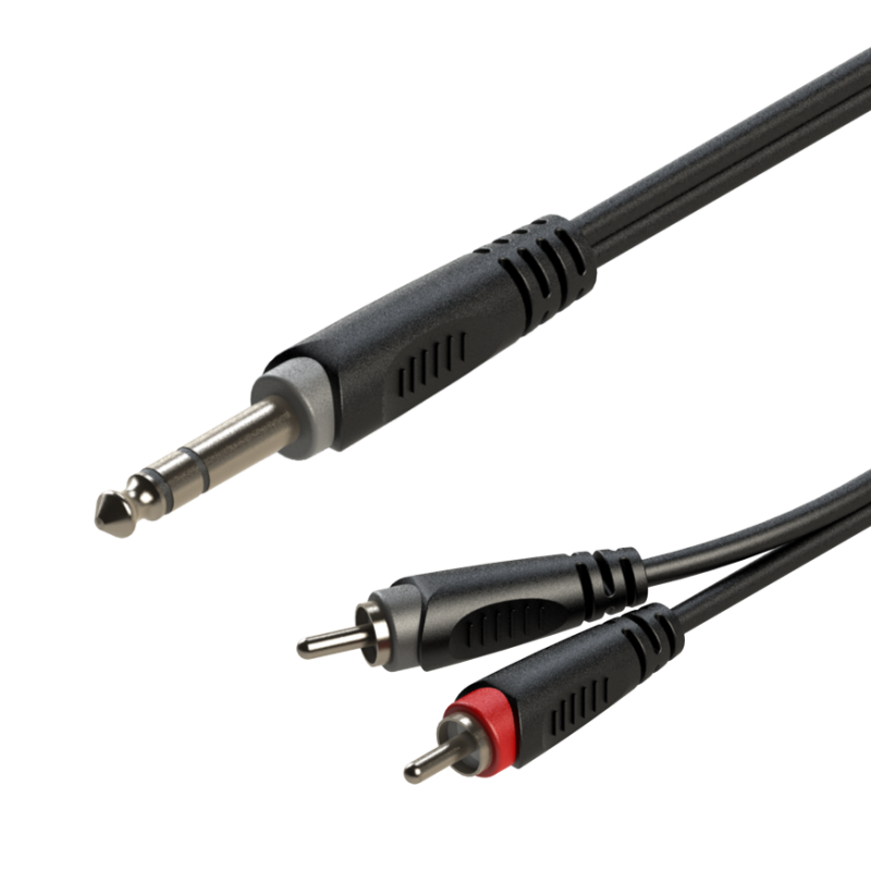 Roxtone SAYC110L3 Kabel audio Jack 6.3mm stereo / 2 x RCA 3m - 1 - Kable Jack - RCA - Profesjonalny, bardzo elastyczny kabel aud