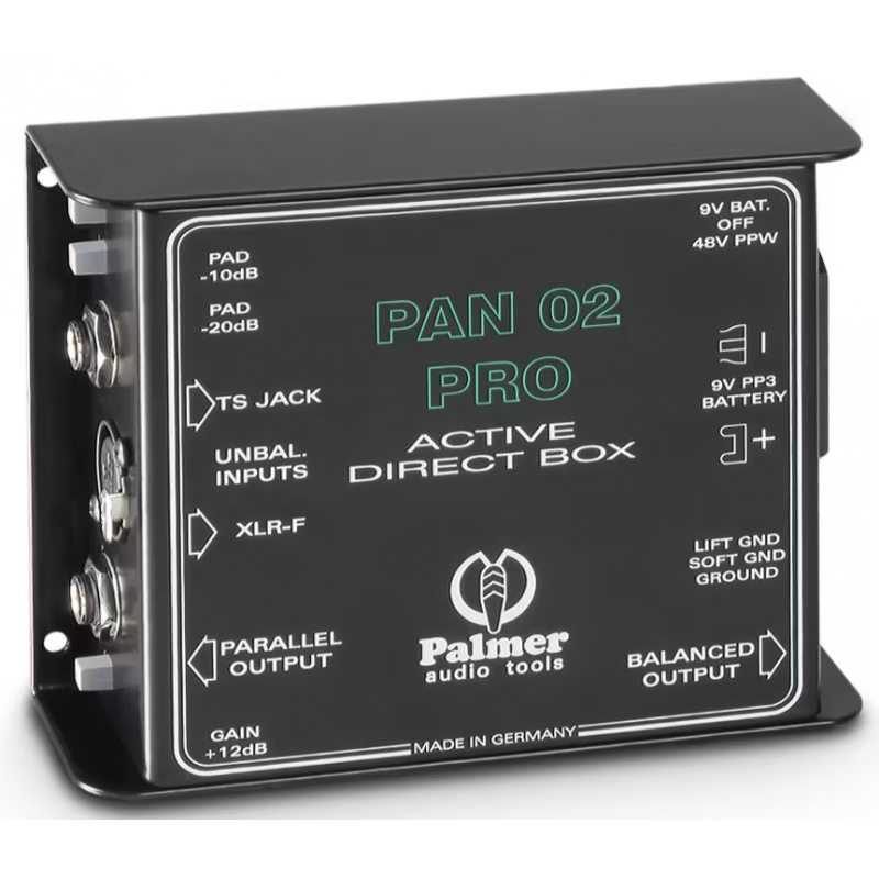 Palmer PAN 02 PRO - DI-Box - 4 - Diboxy - Najwyższej jakości aktywny DI-Box, wejście niesymetryczne XLR, potrójny tłumik (-10, -