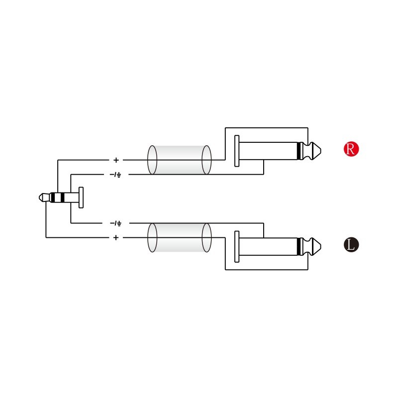 Roxtone SAYC130L3 - Kabel audio Jack 3.5 stereo / 2 x Jack 6.3 mono 3m