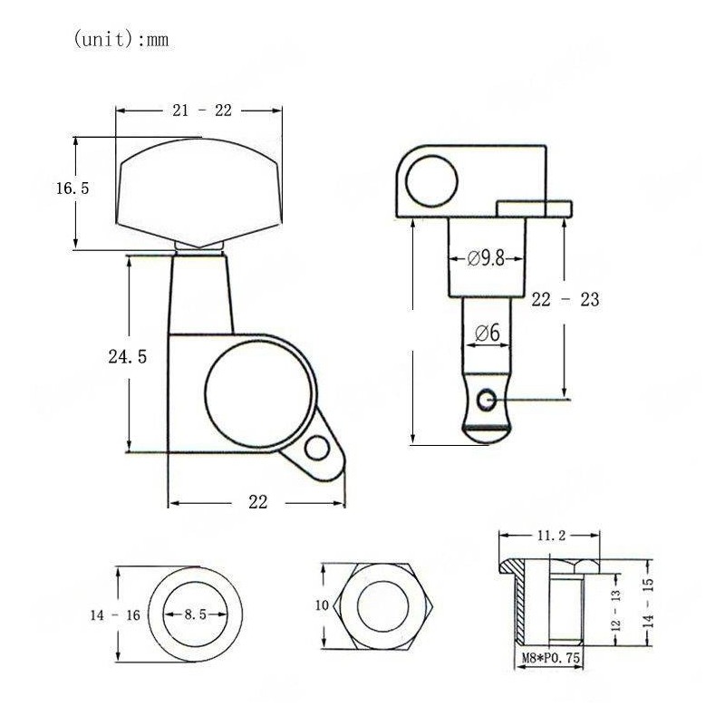 Kera Audio DSF-AE silver (3+3) - Klucze do gitary elektrycznej akustycznej