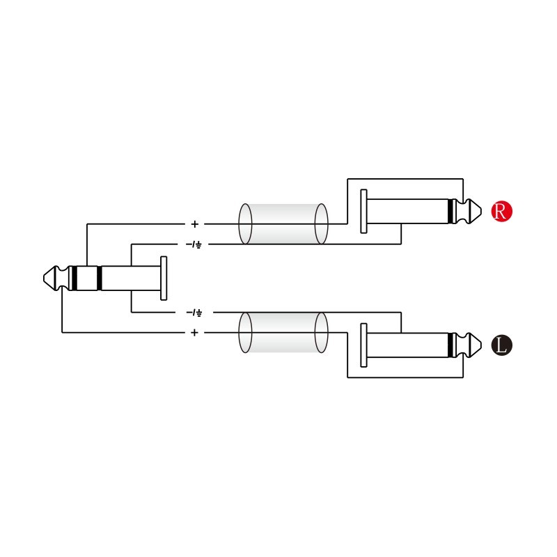 Roxtone SAYC100L6 - Kabel audio Jack 6.3mm stereo / 2 x Jack 6.3mm mono