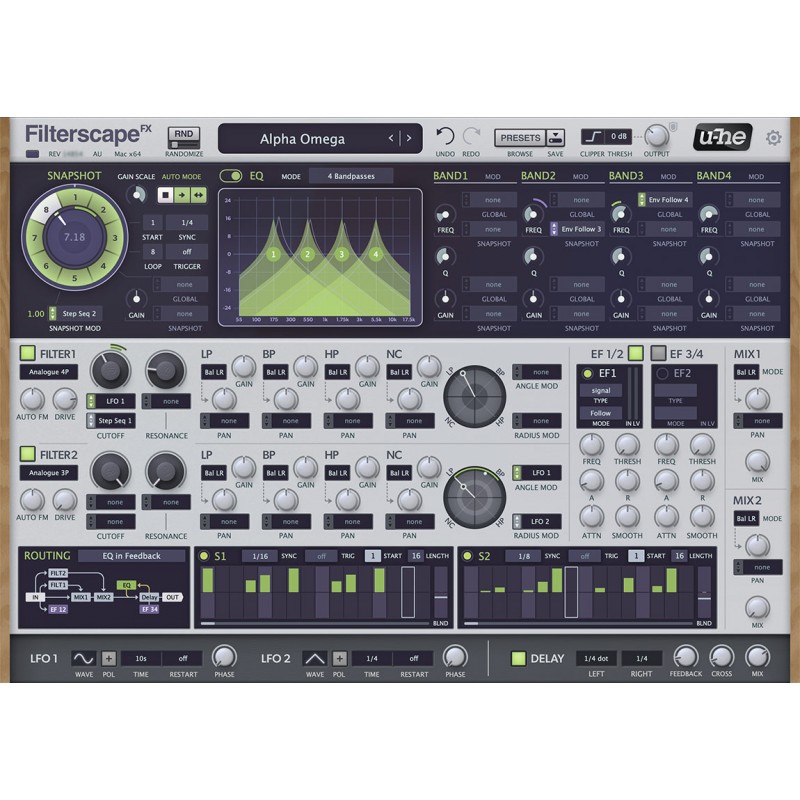 u-He Filterscape Zestaw wtyczek VST (pobierz) - 1 - Efekty (wtyczki VST, VSTi, TDM, RTAS itp.)) - u-He Filterscape to modułowa w