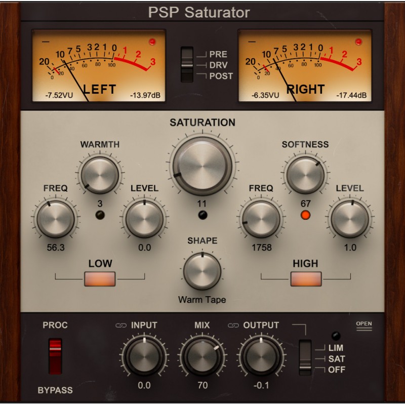 PSP Audioware Saturator Wtyczka VST - 1 - Efekty (wtyczki VST, VSTi, TDM, RTAS itp.)) - Wtyczka VST Saturator (nasycenia), która