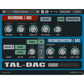 TAL DAC Bit Crusher Wtyczka VST - 1 - Efekty (wtyczki VST, VSTi, TDM, RTAS itp.)) - DAC jest oparty na silniku dźwiękowym TAL-Sa