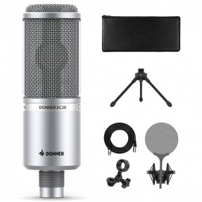 DONNER DC20 - Mikrofon Pojemnościowy - 1 - Mikrofony studyjne - Mikrofon pojemnościowy, membrana 16mm, charakterystyka kardioida