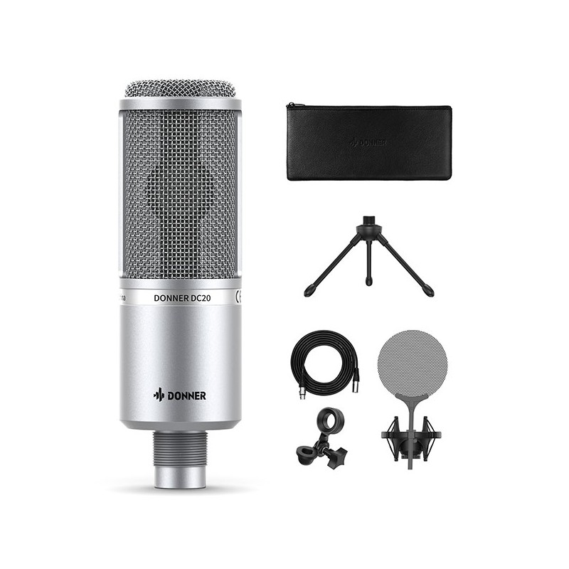DONNER DC20 - Mikrofon Pojemnościowy - 1 - Mikrofony studyjne - Mikrofon pojemnościowy, membrana 16mm, charakterystyka kardioida