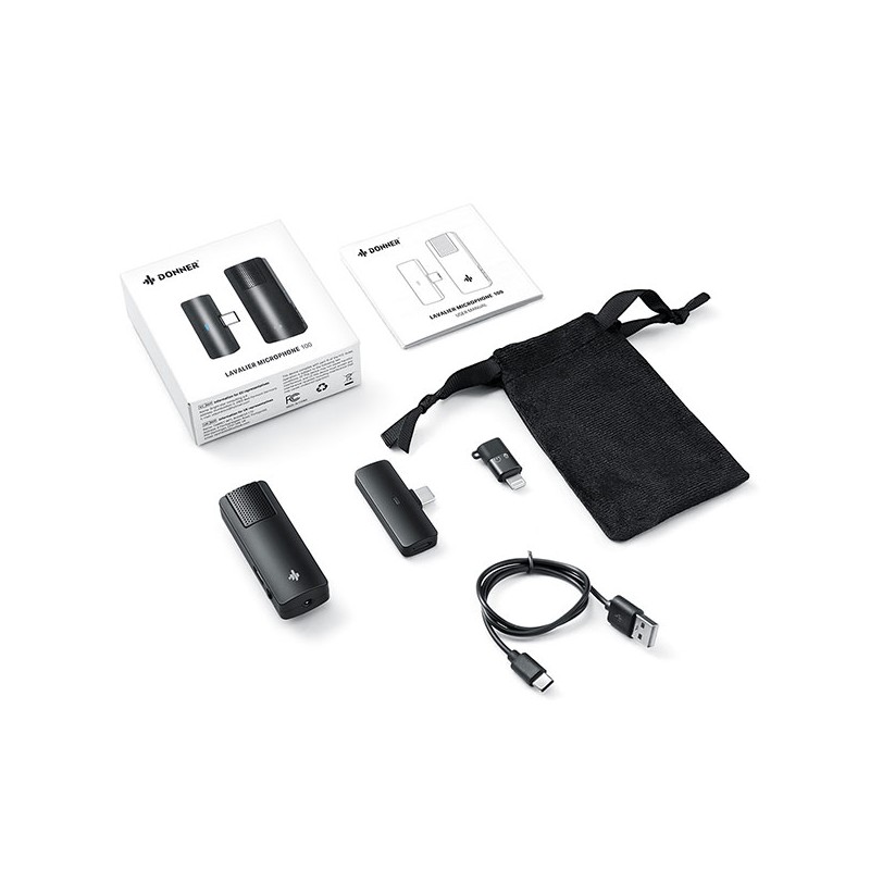 DONNER LM-100 - Mikrofon typu Lavalier - 1 - Mikrofony prezenterskie - Mikrofon typu Lavalier, 4 poziomy głośności, redukcja szu