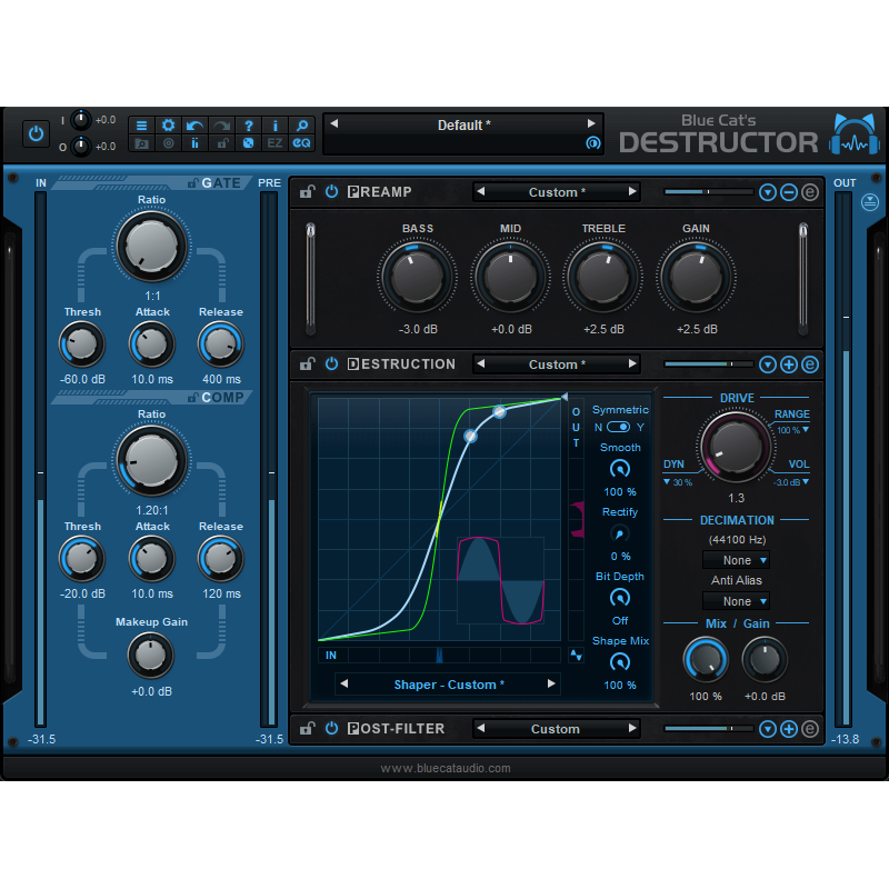 Blue Cat Audio Destructor 2 - Wtyczka do modelowania zniekształceń i symulacji wzmacniaczy (do pobrania)