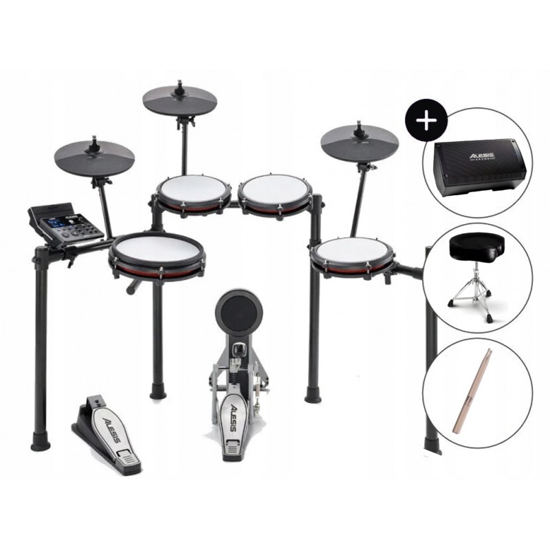 Perkusja elektroniczna Alesis Nitro Max + odsłuch + kabel + pałki + stołek