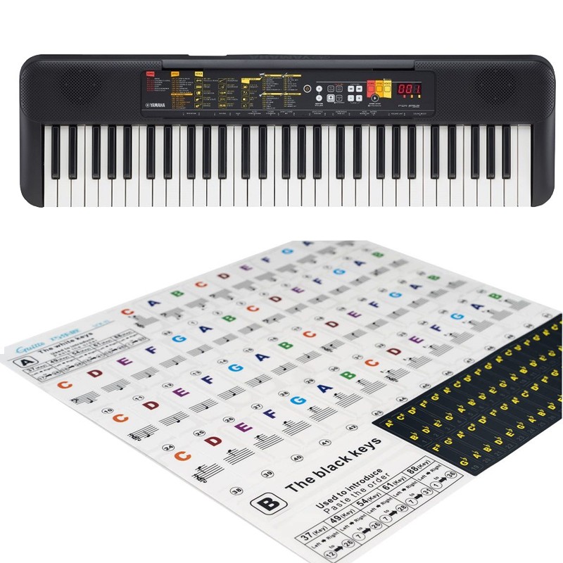 Keyboard Yamaha PSR-F52 + naklejki z literową nazwą dźwięku