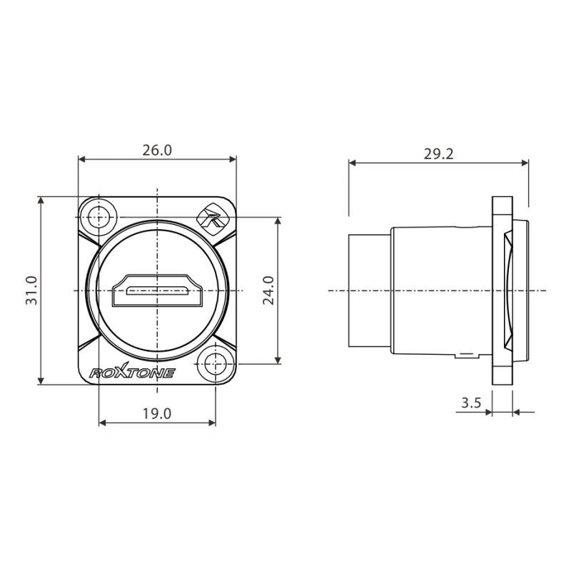 Roxtone RAH20D-B - Gniazdo typu HDMI