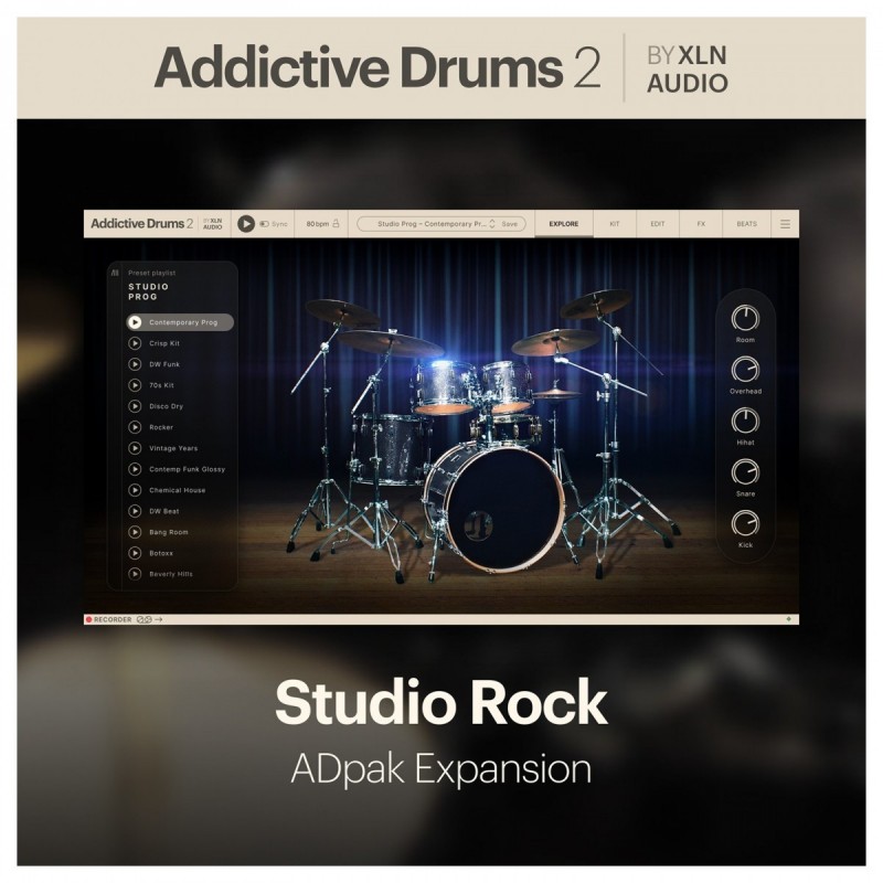 XLN Audio Addictive Drums 2: Studio Rock ADpak - Rozszerzenie do wtyczki (do pobrania)