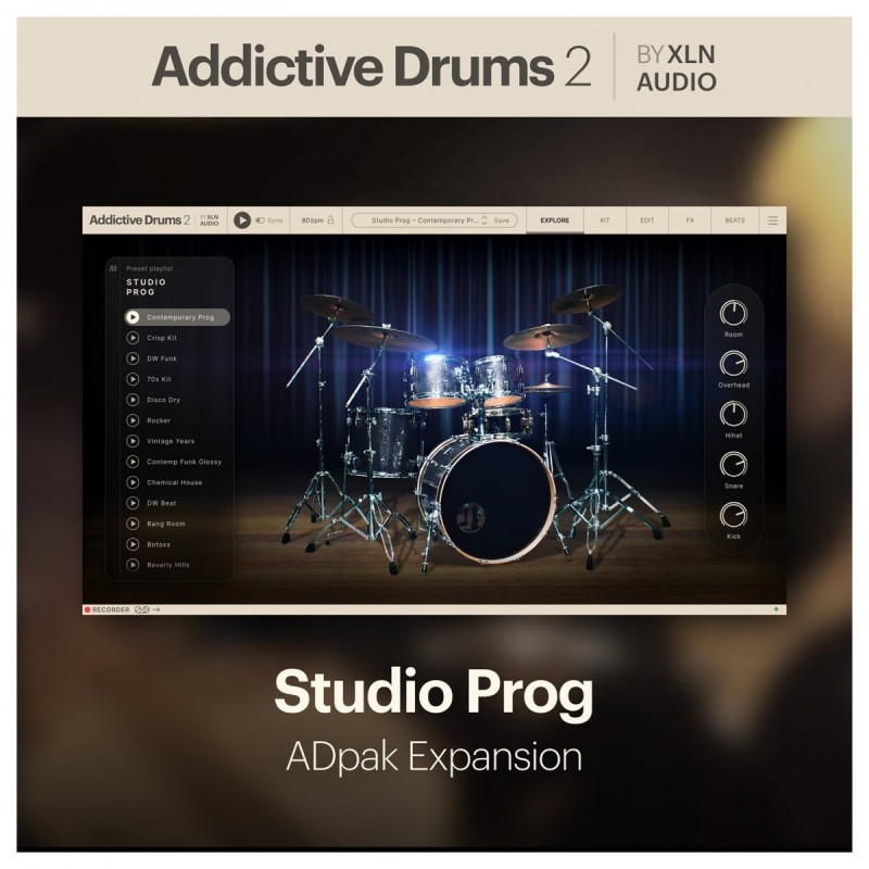 XLN Audio Addictive Drums 2: Studio Prog ADpak - Rozszerzenie do wtyczki (do pobrania)