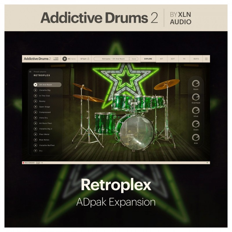 XLN Audio Addictive Drums 2: Retroplex ADpak - Rozszerzenie do wtyczki (do pobrania)