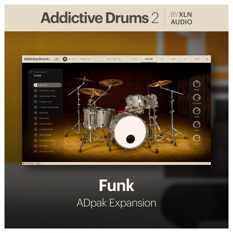 XLN Audio Addictive Drums 2: Funk ADpak - Rozszerzenie do wtyczki (do pobrania)
