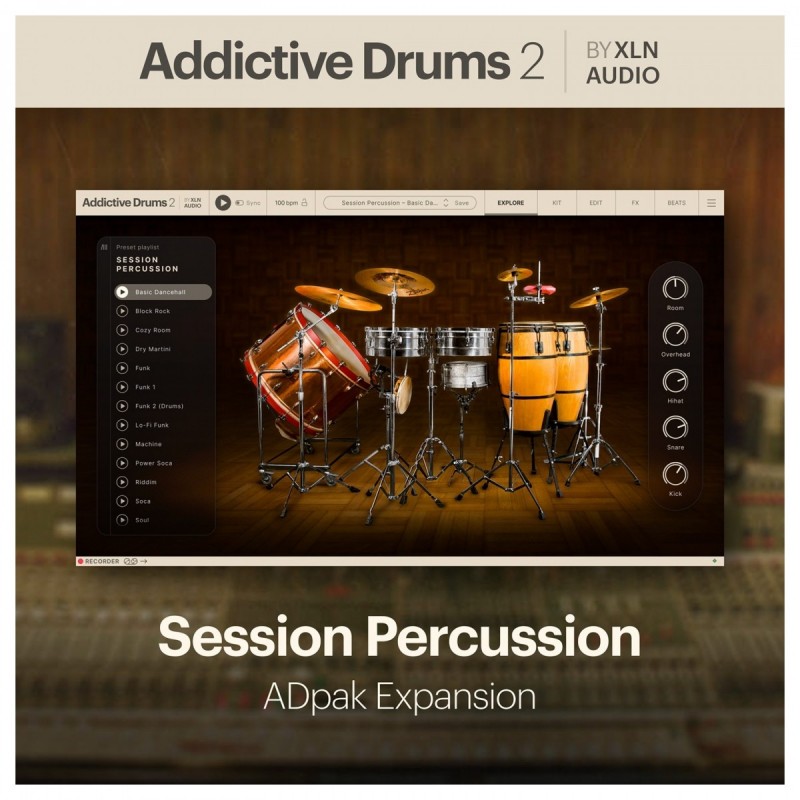 XLN Audio Addictive Drums 2: Session Percussion ADpak - Rozszerzenie do wtyczki (do pobrania)