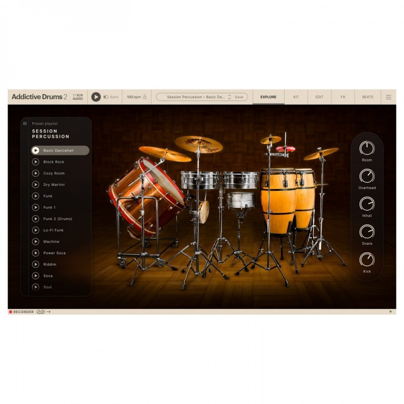 XLN Audio Addictive Drums 2: Session Percussion ADpak - Rozszerzenie do wtyczki (do pobrania)