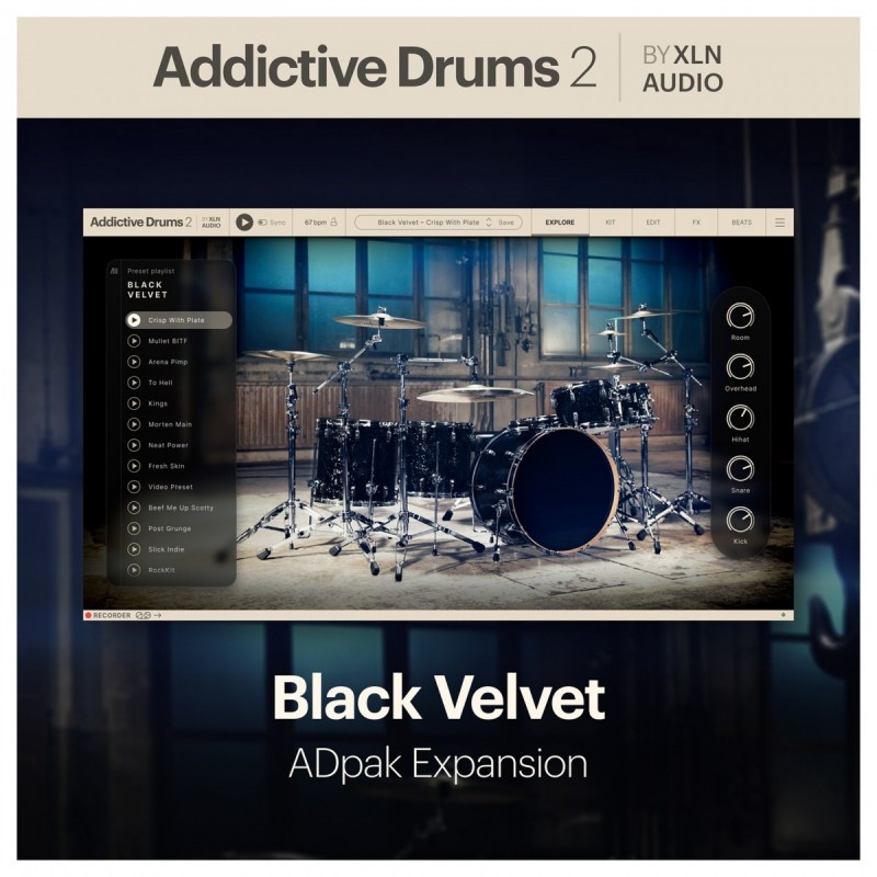 XLN Audio Addictive Drums 2: Black Velvet ADpak - Rozszerzenie do wtyczki (do pobrania)