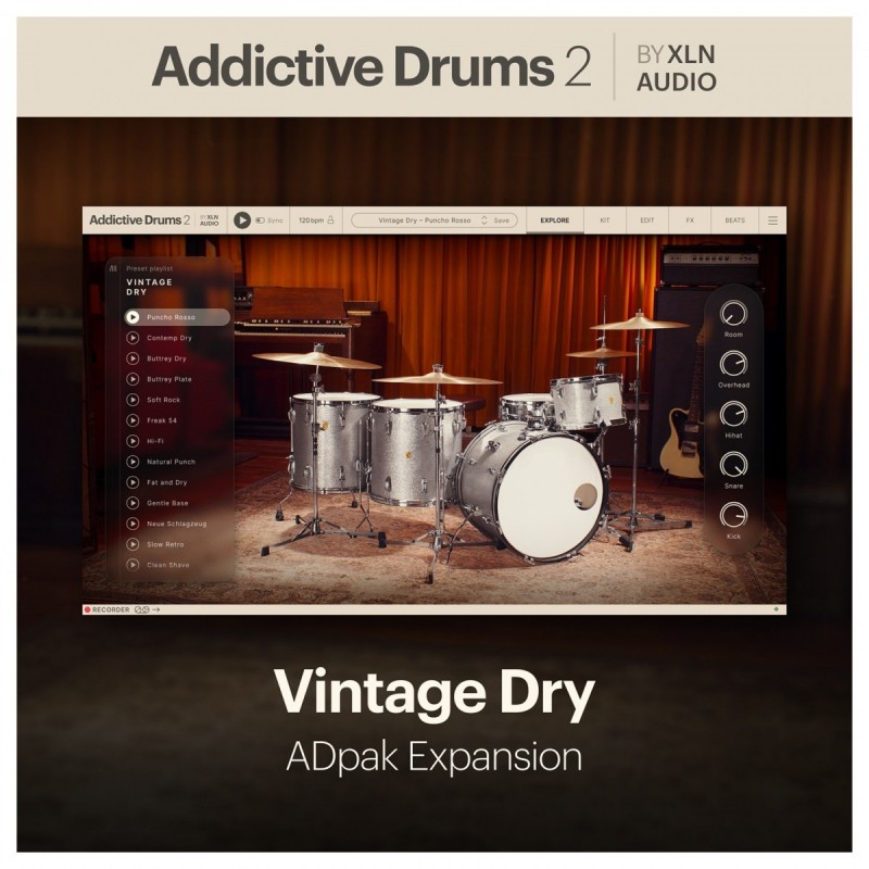 XLN Audio Addictive Drums 2: Vintage Dry ADpak - Rozszerzenie do wtyczki (do pobrania)