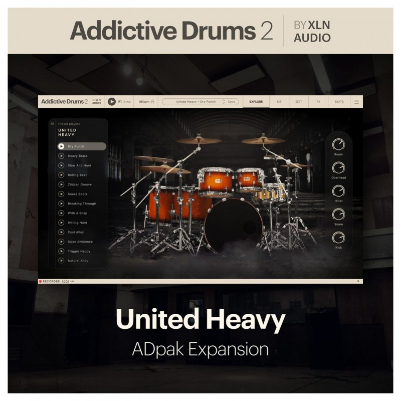 XLN Audio Addictive Drums 2: United Heavy ADpak - Rozszerzenie do wtyczki (do pobrania)