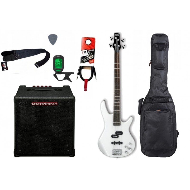 Gitara basowa Ibanez GSR200-PW + Wzmacniacz 20W + Kabel + Pokrowiec