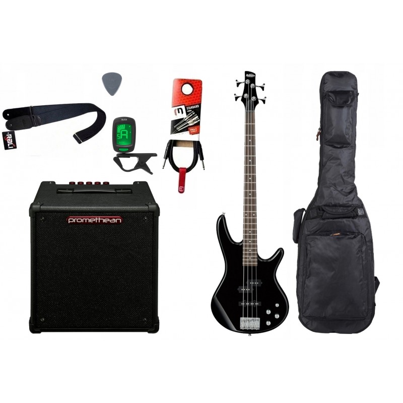 Gitara basowa Ibanez GSR200-BK + Wzmacniacz 20W + Kabel + Pokrowiec
