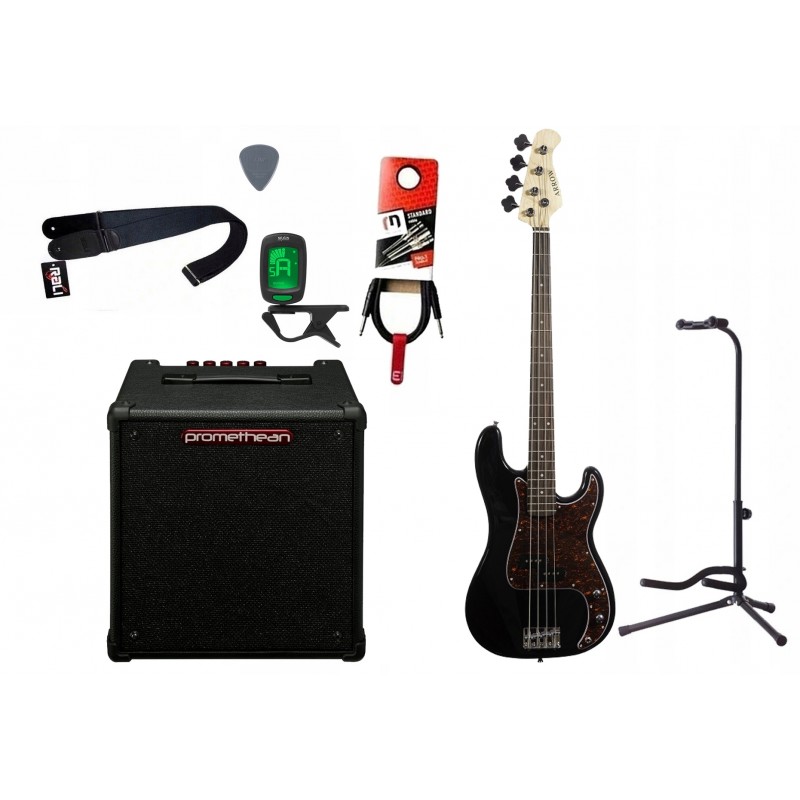 Gitara basowa Arrow Session 4 NB + Wzmacniacz 20W + Kabel + Tuner + Statyw