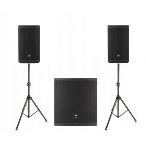Zestaw nagłośnieniowy JBL EON, 2x kolumna EON712, 1x subwoofer EON718S statywy