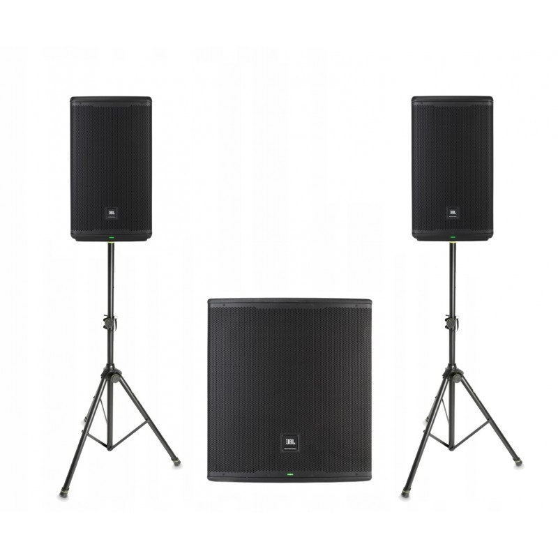 Zestaw nagłośnieniowy JBL EON, 2x kolumna EON712, 1x subwoofer EON718S statywy