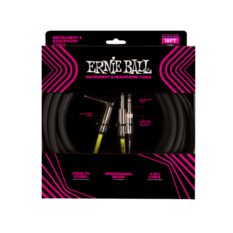 Ernie Ball 6411 Kabel instrumentalny/słuchawkowy 5.49 m