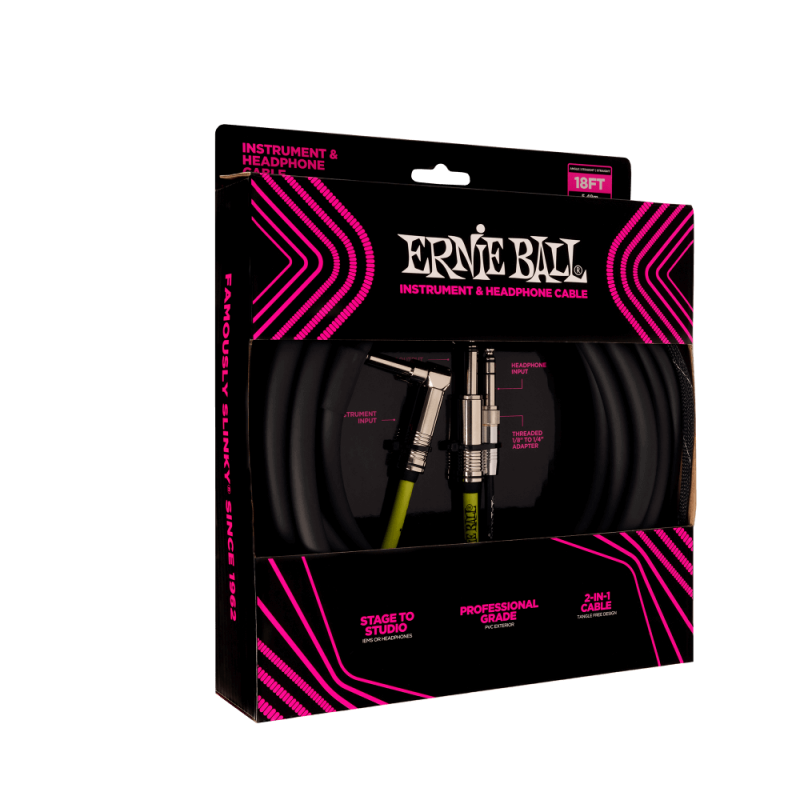 Ernie Ball 6411 Kabel instrumentalny/słuchawkowy 5.49 m