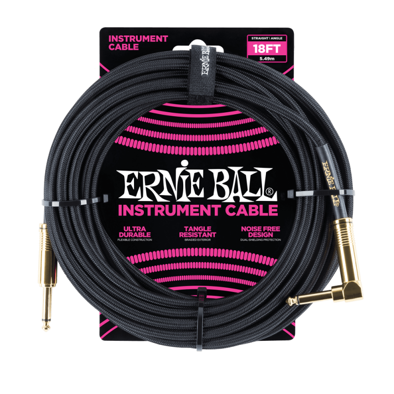 Ernie Ball 6086 Kabel instrumentalny prosty/kątowy 5.49 m
